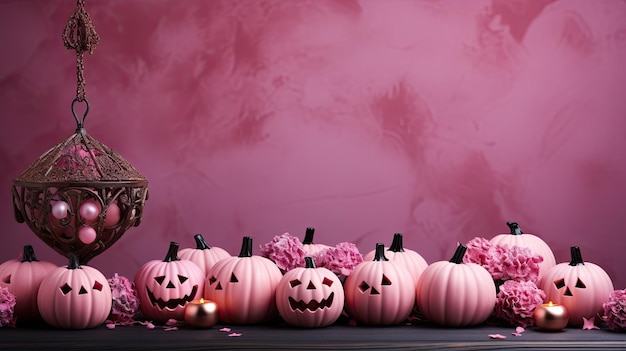 Foto banner di halloween sfondo di happy halloween con spazio di copia generato dall'intelligenza artificiale