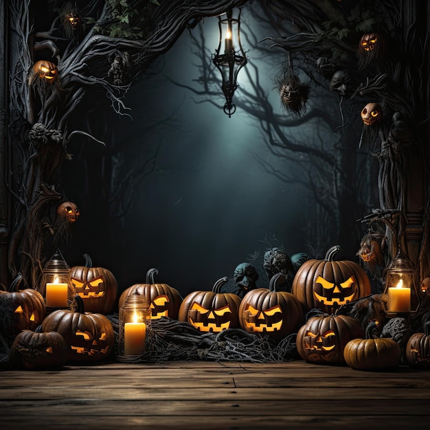 Halloween banner Happy Halloween wallpaper with copy space AI generated