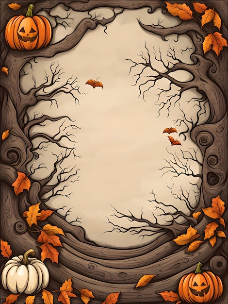 Иллюстрация на баннере Хэллоуина с страшными тыквами