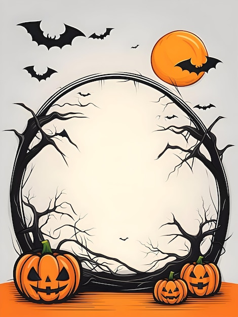 Halloween banner illustration with scary pumpkins