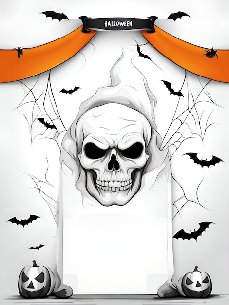 Halloween banner illustration with scary pumpkins