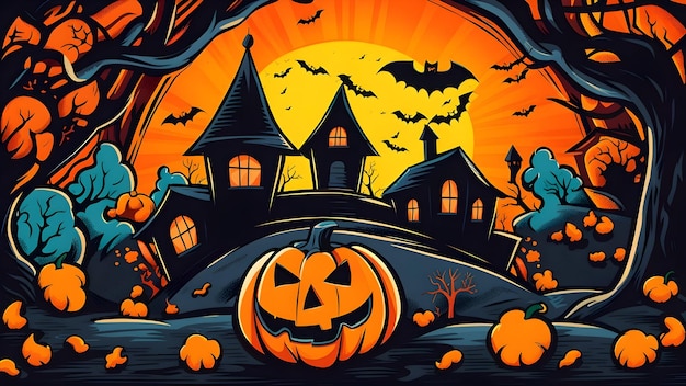 Halloween-banner in pop-artstijl