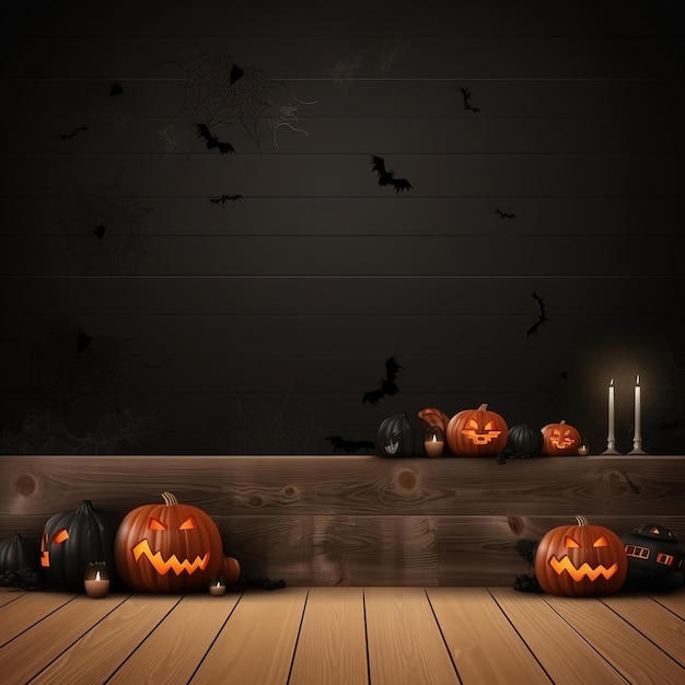 Halloween banner of feest uitnodiging achtergrond met wolken vleermuizen en pompoenen illustratie