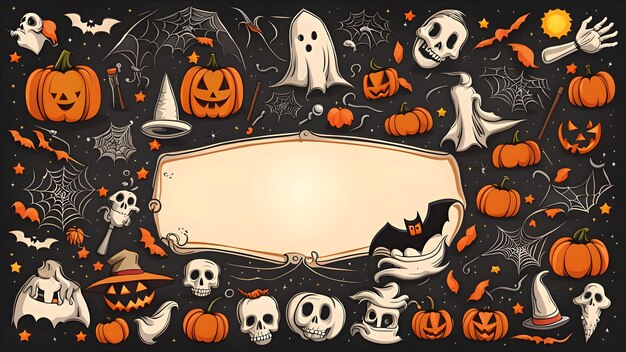 Halloween banner platte ontwerp illustratie