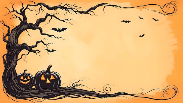 Foto banner di halloween con zucche e spazio per la copia