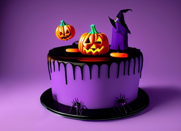 Halloween bat and cake and cap and house and pumpkin