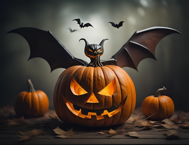 Photo halloween bat pumpkins