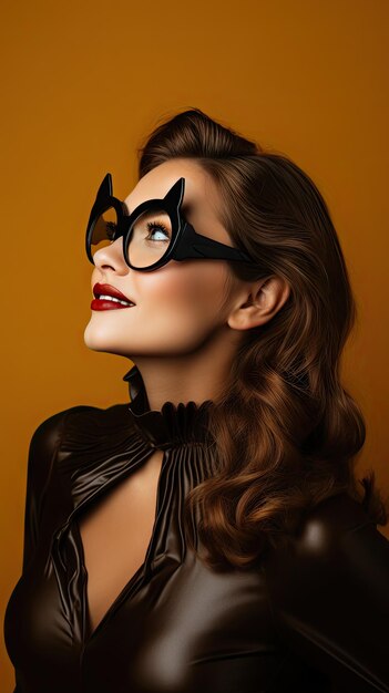 Halloween bat woman wearing glasses