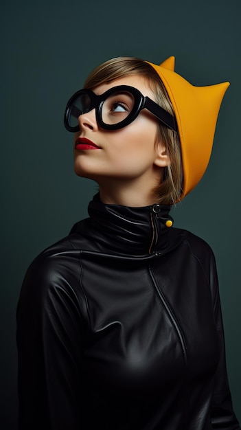 Halloween bat woman wearing glasses