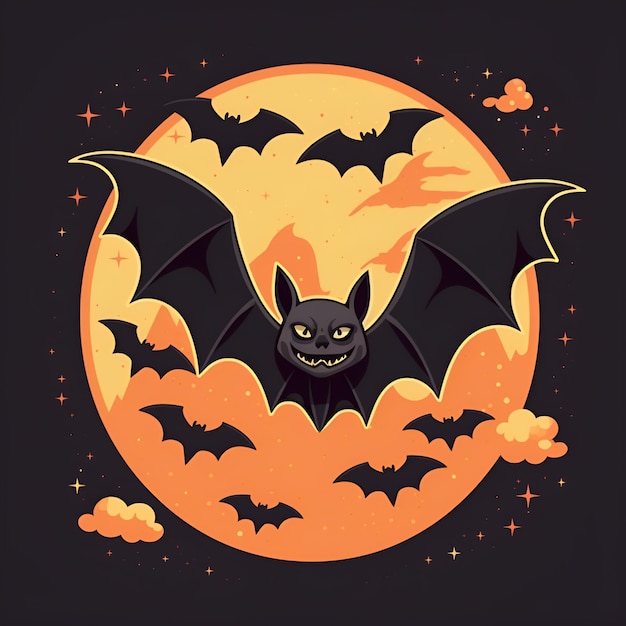 Foto halloween pipistrelli vettoriali piatti illustrazione pipistrelli spettrali