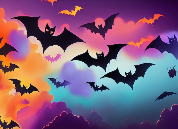 Photo halloween bats in the sky background