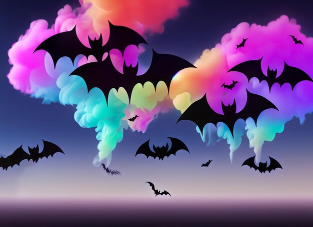 Photo halloween bats in the sky background