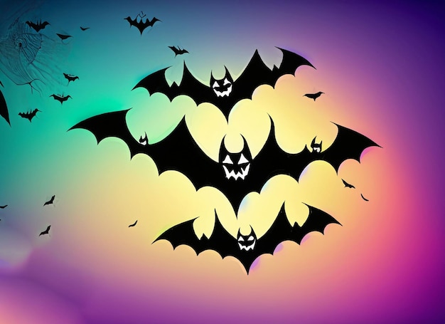 Halloween bats in the sky background