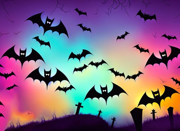 Photo halloween bats in the sky background