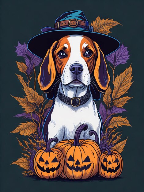 Halloween beagle vector illustratie t-shirt ontwerp ai generatief
