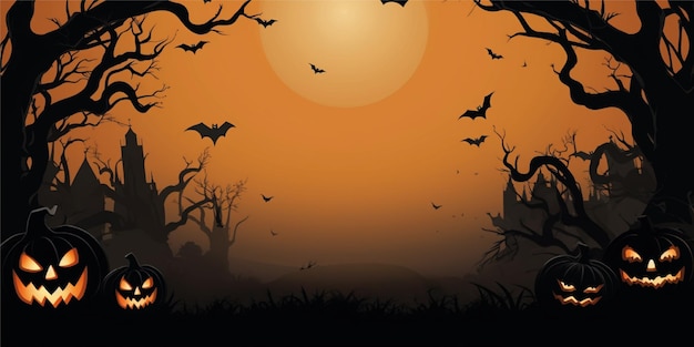 halloween-beeldverhaalillustratieachtergrond met exemplaarruimte