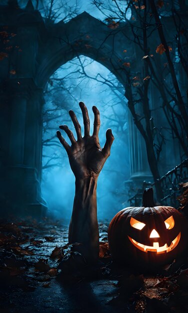 halloween behang met zombiehand