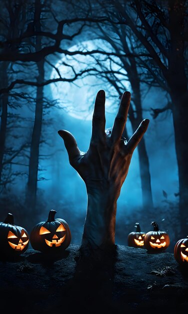 halloween behang met zombiehand