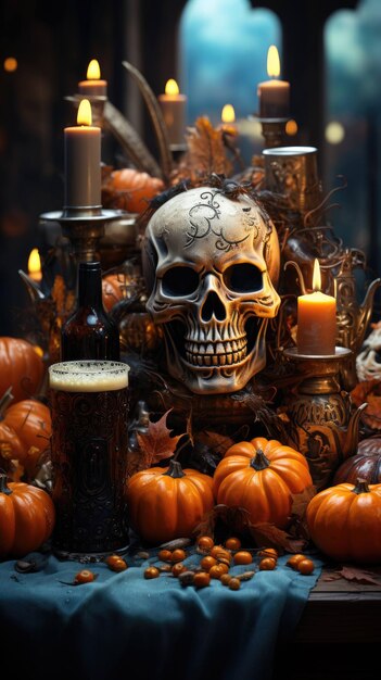 halloween brews beers amidst skulls pumpkins and spook