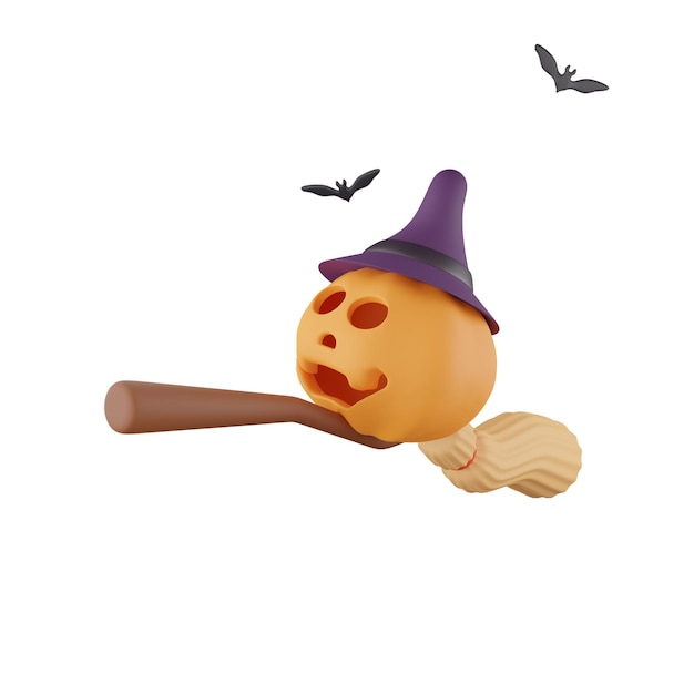 Halloween broom stick with pumpkin