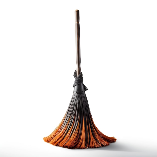 Halloween broom on white background