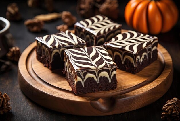 halloween brownies on an old wooden board