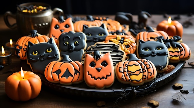 Halloween cakes biscuits cookies pumpkin witch black cat