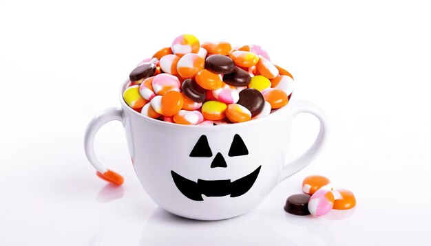 halloween candieshalloween candies cup isolated over white