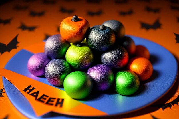 Фото Хэллоуин конфеты печенье десерт для гурманов счастливое время обои фоновая иллюстрация