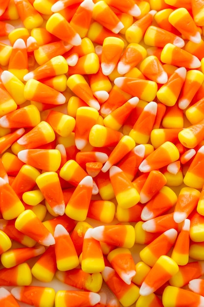 Halloween candy-corn on a white background.