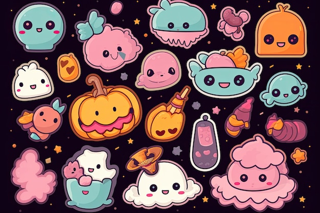 Halloween candy stickers ai generative