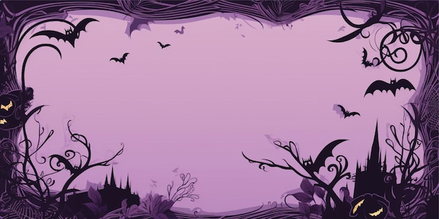 halloween cartoon illustration background with copy space