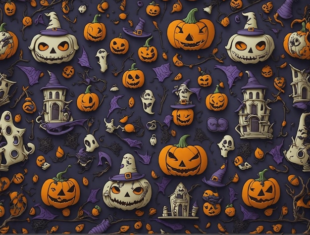 Halloween Cartoon Pattern Background