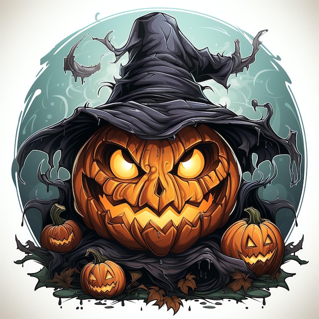 Карикатурная наклейка Хэллоуин с ультравысоким разрешением на белом фоне