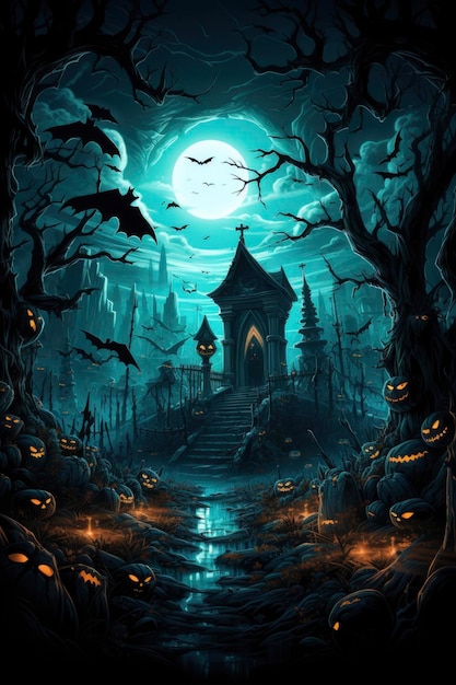 Halloween castle background