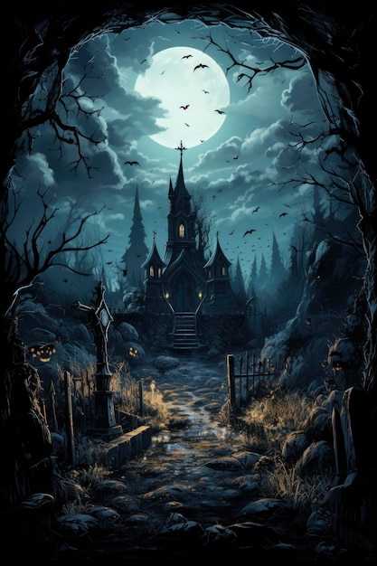 Halloween castle background