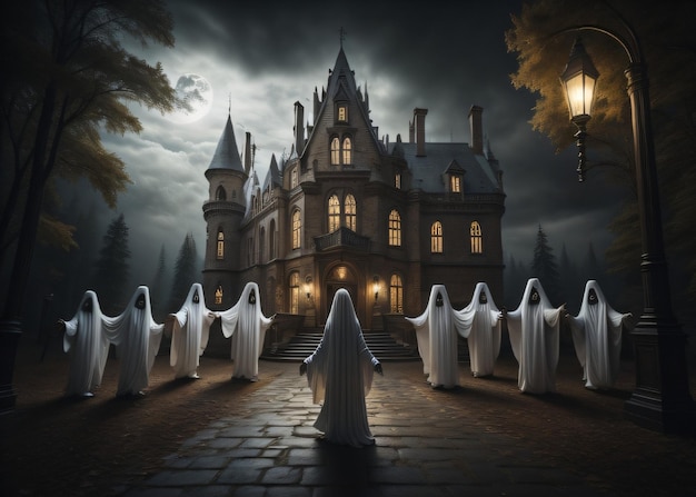 Halloween Castle With Ghosts