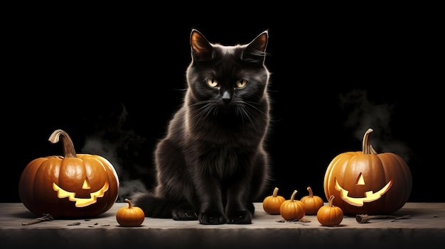 Halloween cat dark illustration halloween cat Ai generated high resolution Halloween illustration on white background