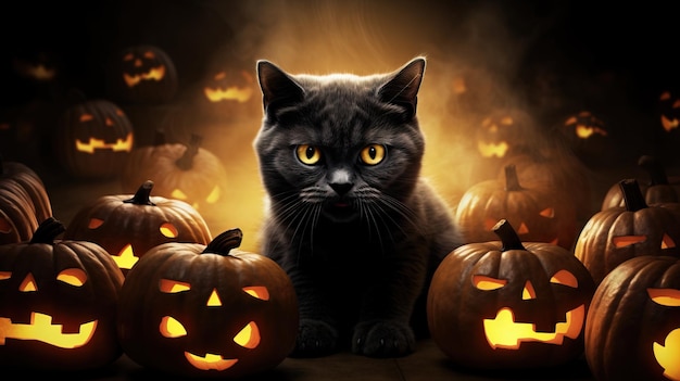 Halloween cat dark illustration halloween cat Ai generated high resolution Halloween illustration on white background