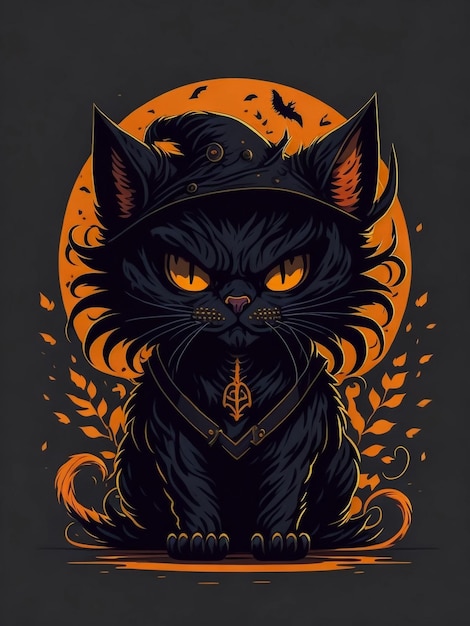 Halloween Cat T shirt Typography Design