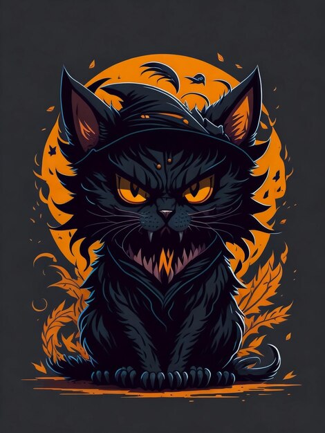 Halloween Cat T shirt Typography Design