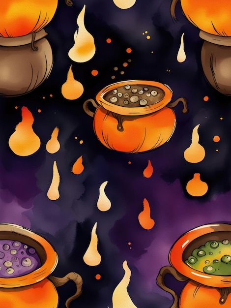 Halloween Cauldron Spooky Illustration