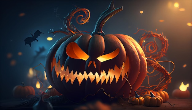 Halloween celebration background with pumpkin monster