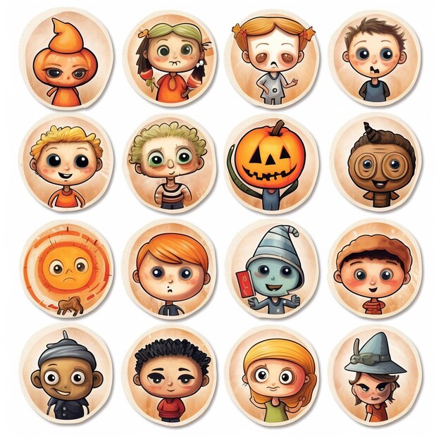 Halloween Children's Sticker Set with Different Halloween Designs