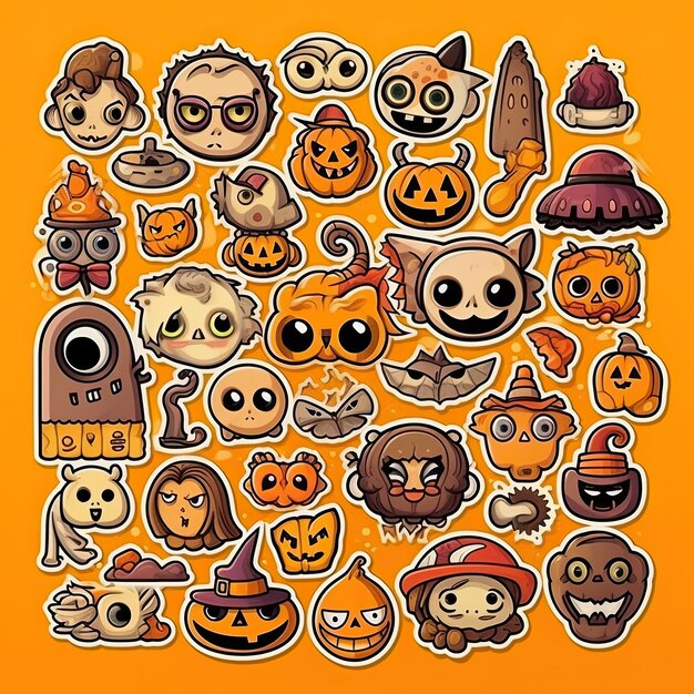 Halloween children's sticker set with different halloween designs