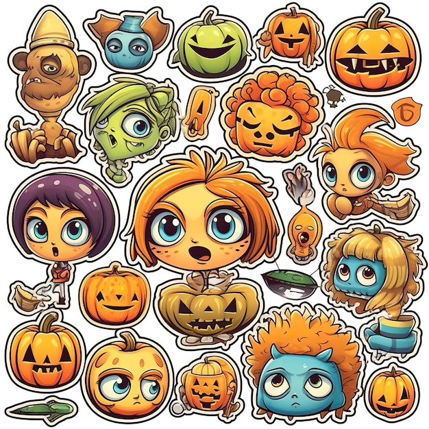 Halloween children's sticker set with different halloween designs