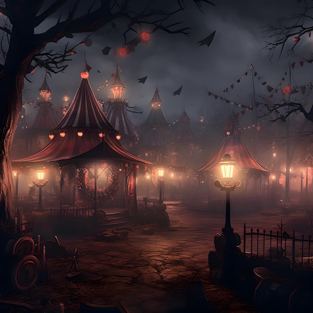 Halloween-circus met spookcarrousel