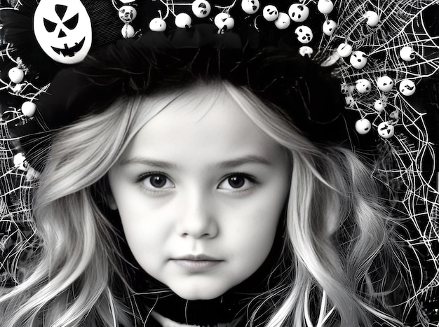 Halloween close-up BW griezelige sfeer Generatieve AI gegenereerd