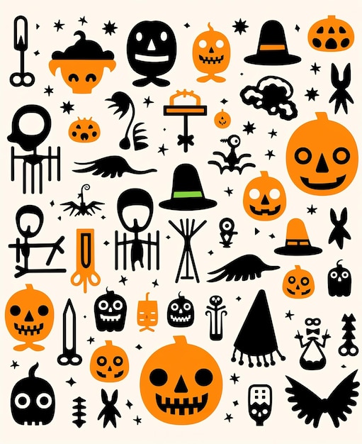 Photo halloween collection hand draw