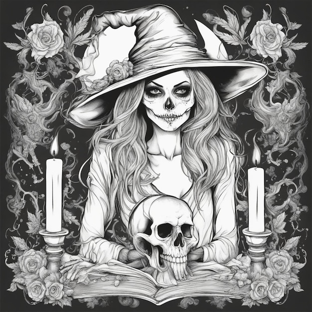 Photo halloween coloring book for adult